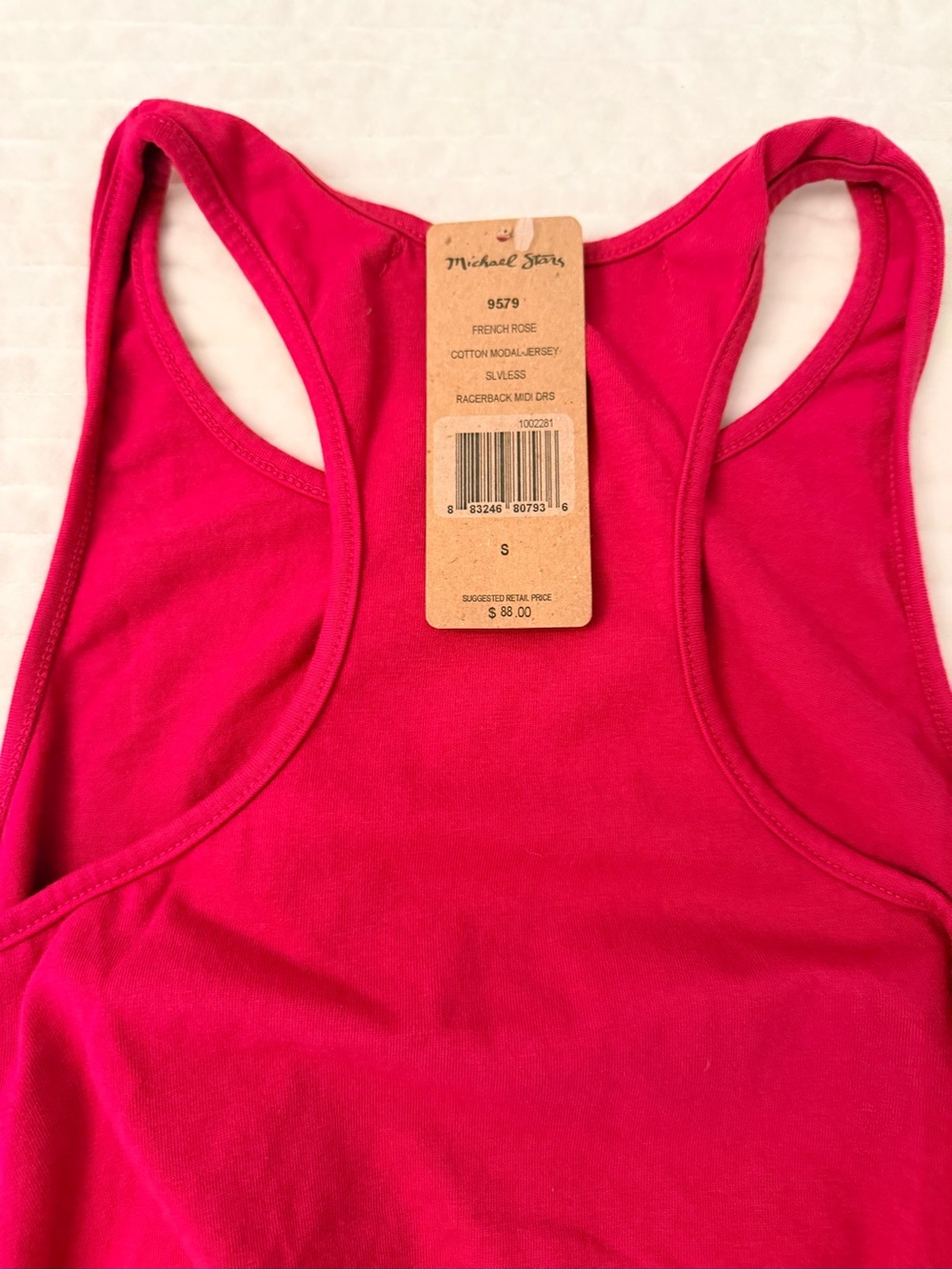 Michael Stars Hot Pink Racerback Ruched Tank - Picture 3 of 4